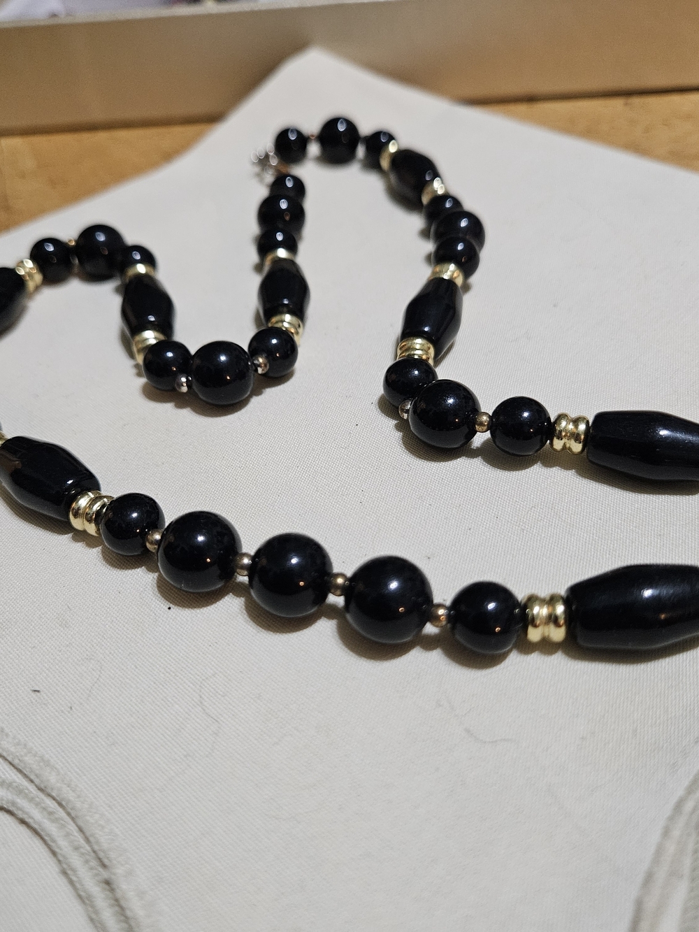 Vintage Gold-tone multi shape beaded Acrylic Lucite Necklace